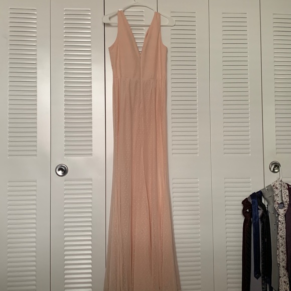 Lulus Ballroom Blush Lace Swiss Dot Maxi Dress - Picture 9 of 14